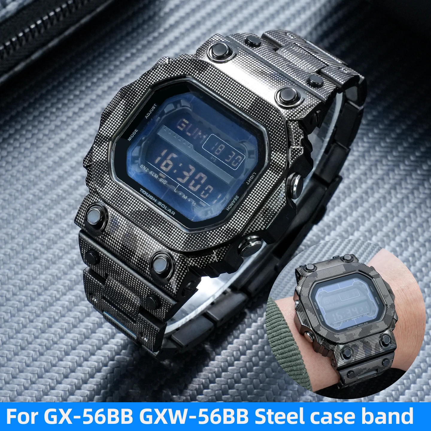 

Комплект камуфляжного стального корпуса и ремешка GX-56BB для Casio GX56 GXW-56BB, ремешок для часов из нержавеющей стали, аксессуары для браслета с инструментами