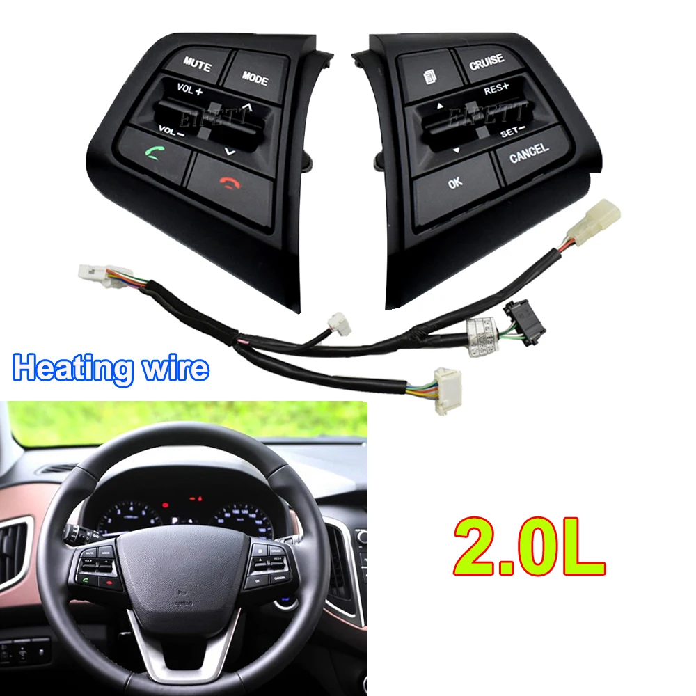 

Left /Right Steering Wheel Phone Cruise Control Remote Control Button For Hyundai Creta Ix25 2.0L 2016 2017 2018 2019