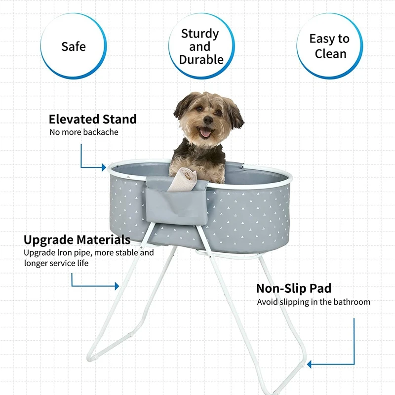 Elevated Dog Pet Bathtub Fold-able Small Medium Dog Washing Pool for Bathing Shower Grooming Cat Kitten Bathtub Outdoor Indoor