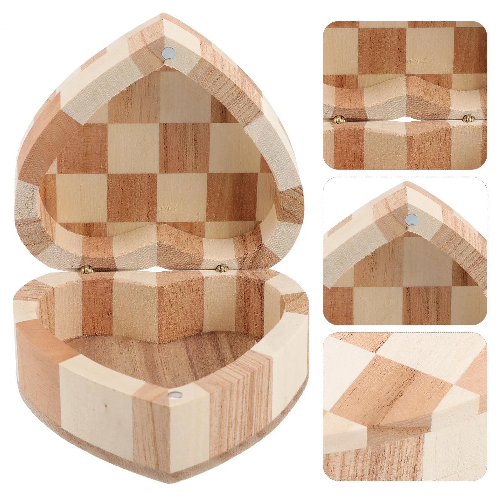 

Деревянная шкатулка для украшений в форме сердца, маленькая портативная легкая коробка для хранения, декоративный органайзер для бижутерии и аксессуаров