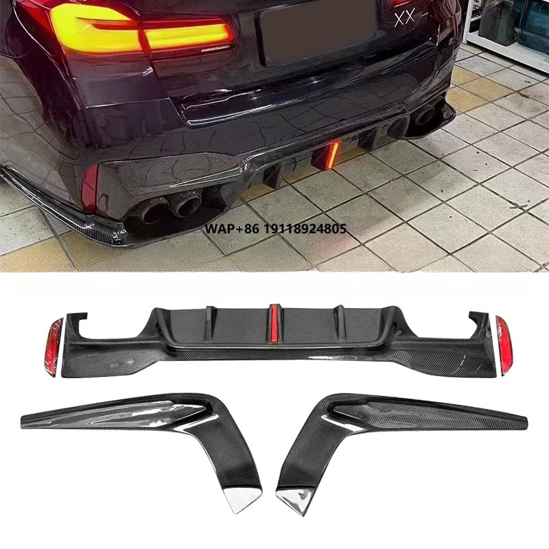 

G30 G38 Carbon Fiber 3D Style Rear Diffuser With Lights for 5 Series Rear Bumper Lip Splitter Lip Bodykit Car Parts Modified