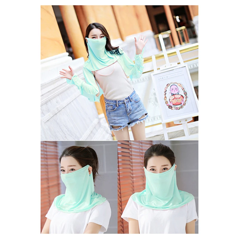 

Ice Silk Mask Shawl Veil Summer Thin Ear Neck Protection Breathable Shading Protection UV High Aesthetic Value Facemask Cycling