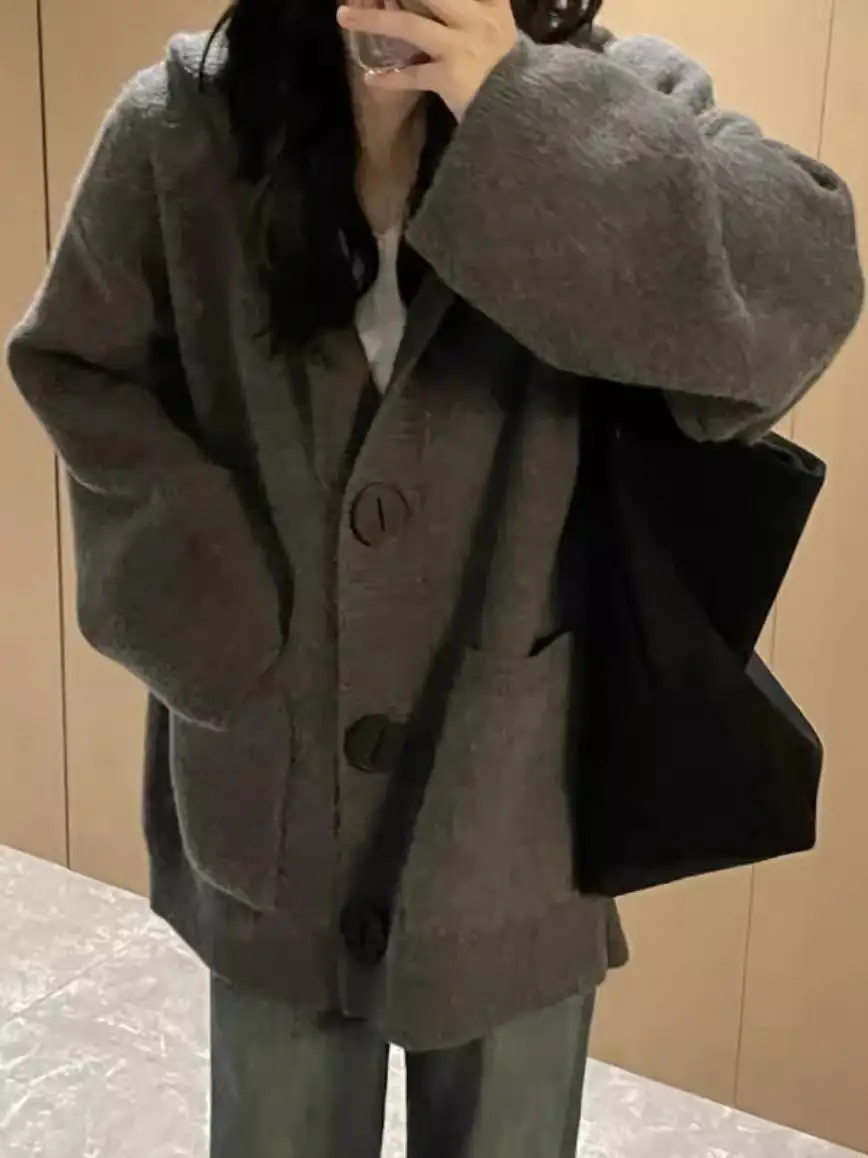 

Sweaters Jumpers Cardigans Womens No Buttons Polyester Wool Contrast Cord Loose BF Y2K OL Professional Formal Colorful Elegant