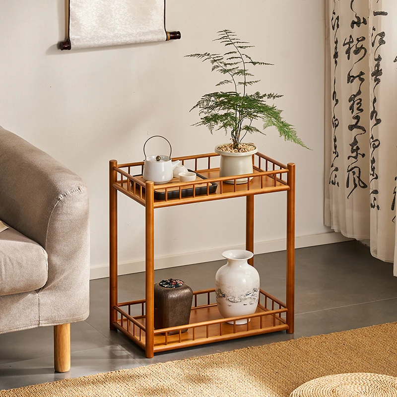 Japanese Living Room Side Cabinet Porch Decoration Storage Rack Bamboo Multi-functional Teahouse Organize Shelf Bamboo Tea Table