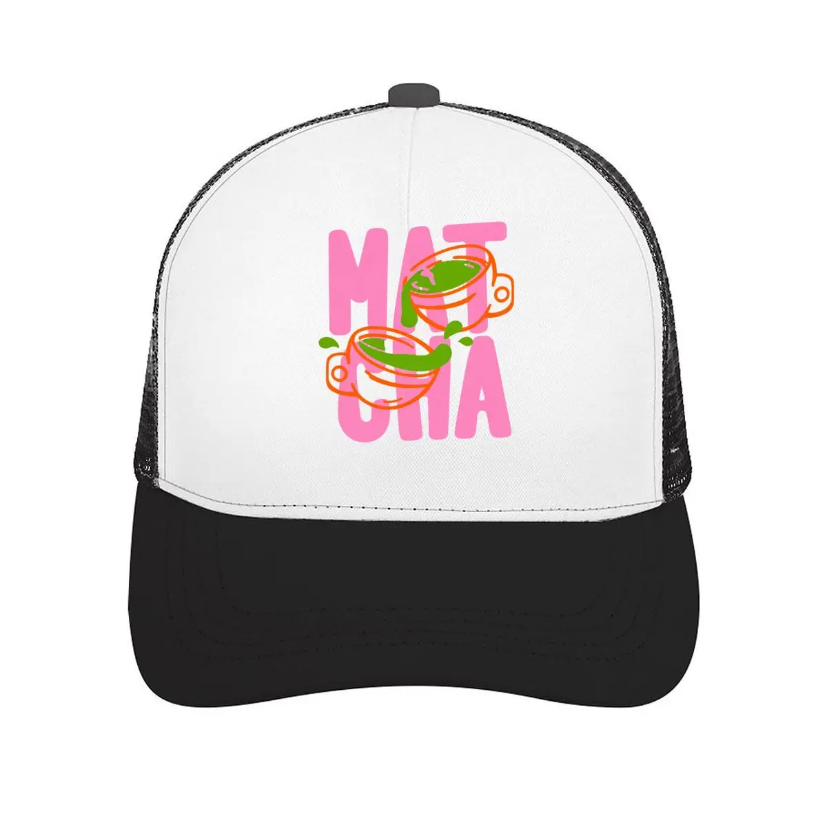 Matcha Tea Cups Green Splash Graphic Mesh Baseball Cap Casual Hat For Womens Unisex Female