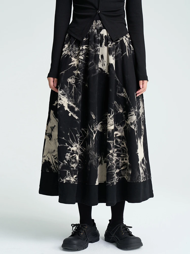 

Autumn and Winter New Women's Skirt, Fashionable Retro Tie Dye Design Long Casual Skirt