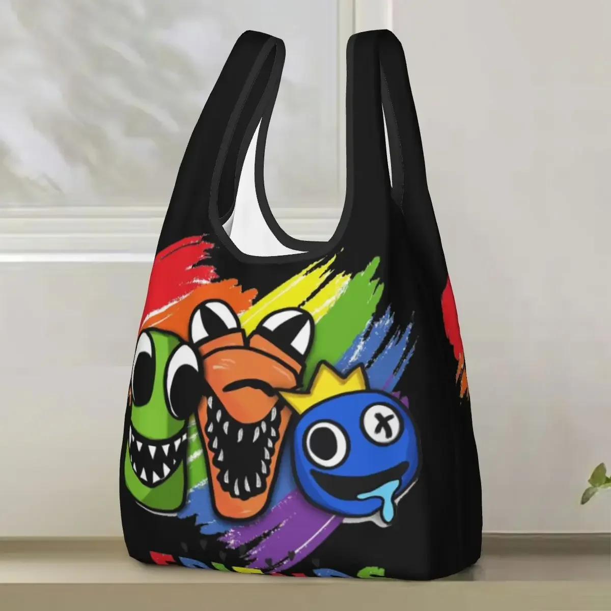 Rainbow Friends Characters Shopping Bag Portable Tote Bags Reusable Shoulder Shopper Bag Groceries Handbag