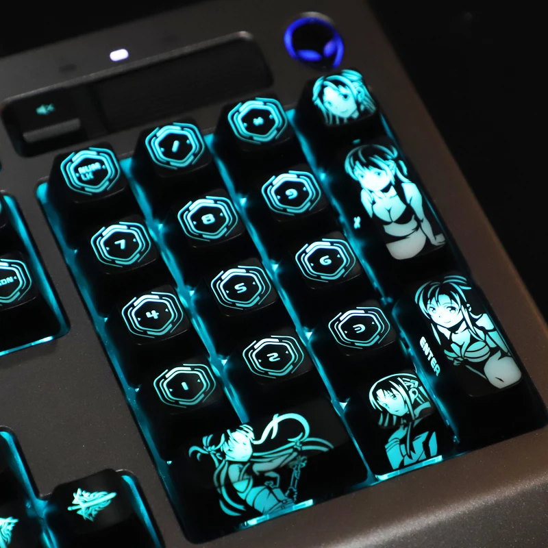 Asuna Kard Művészet Internet Anime Szokás Formatervezés keycaps számára corsair razer Vadcseresznyefa ROG Gépi Kulcskarika SWS keycap DIY beste Materiális