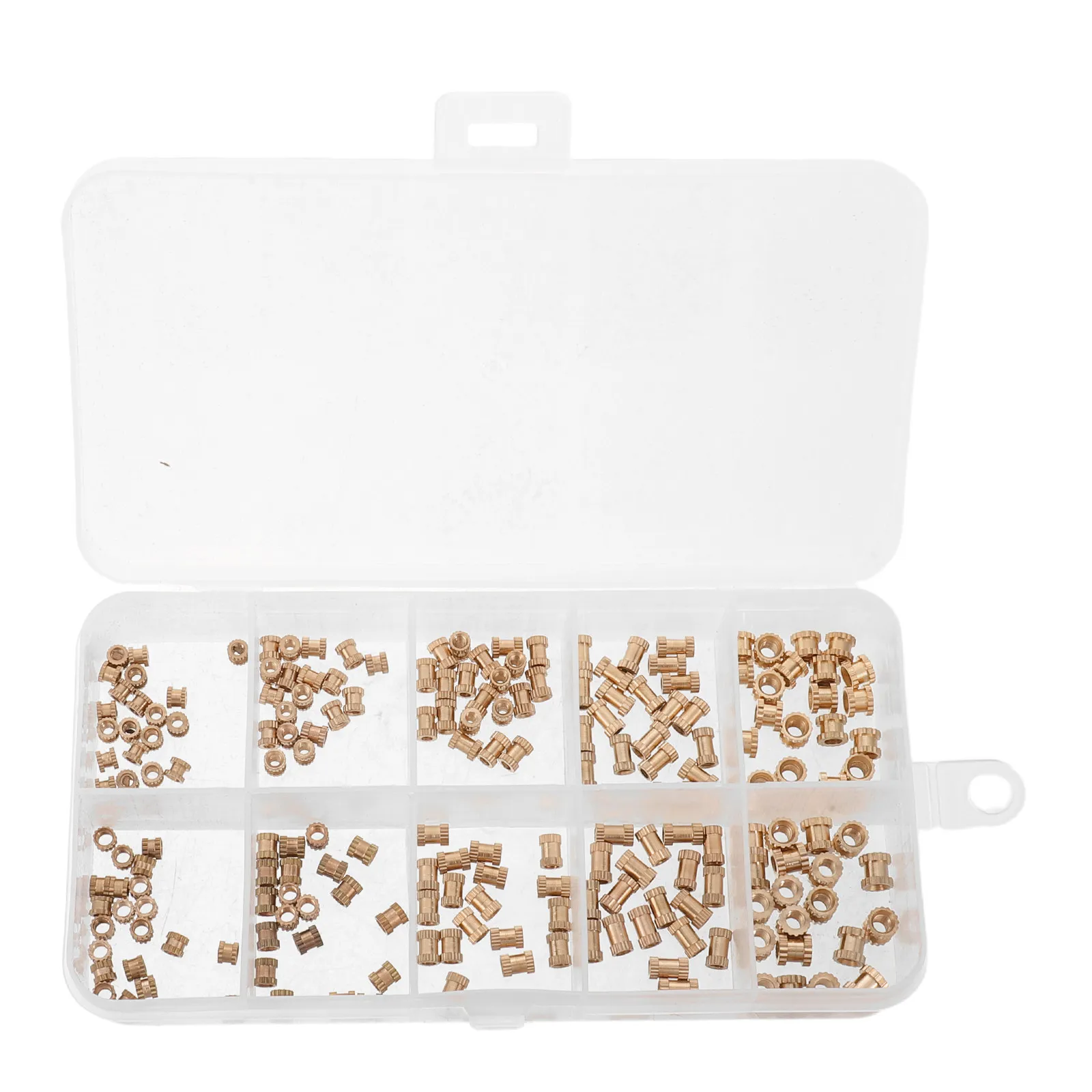 200Pcs Brass Heat Set Threaded Insert Nuts M2 M3 Knurled Hex Through Hole Blind Straight Hole Inserts for Embedded Fastening