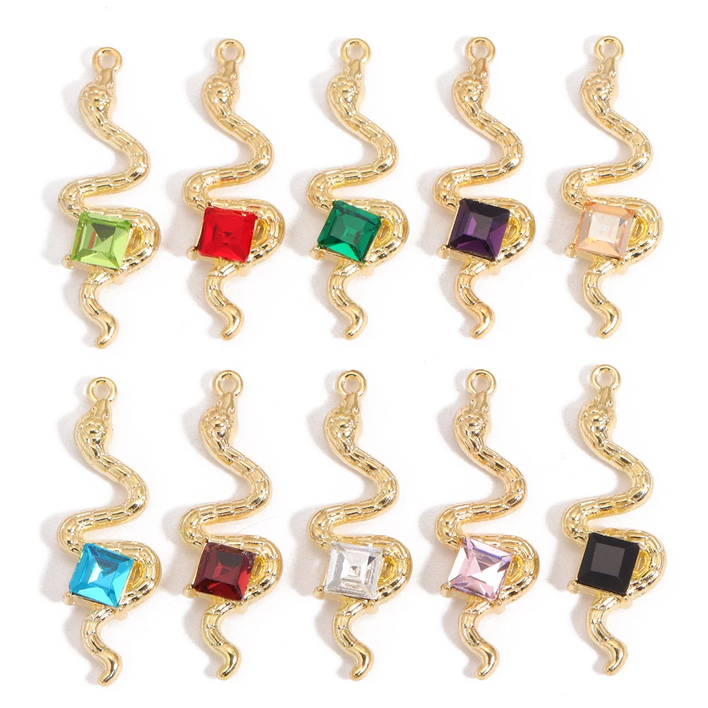 Mixed 6Pcs Exquisite Crystal Snake Alloy Pendant Charm For Women's Necklace Earrings Girly Fashion New Year Party Jewelry Gifts