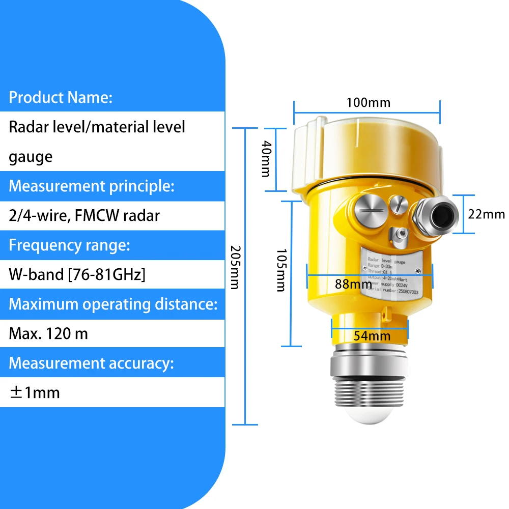 Welta High-Precision Anti-Corrosion Liquid Level Meter Anti-Blockage Radar Instrument for Material Measurement