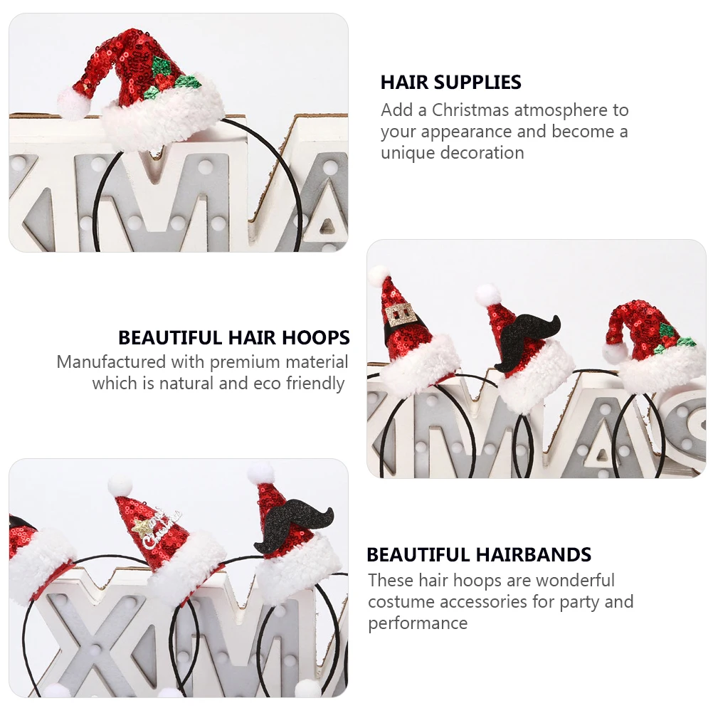 

4Pcs Adorable Christmas Hairbands Set Unique Design Eco-Friendly Headwears for Girls Festive Party Performance Costume