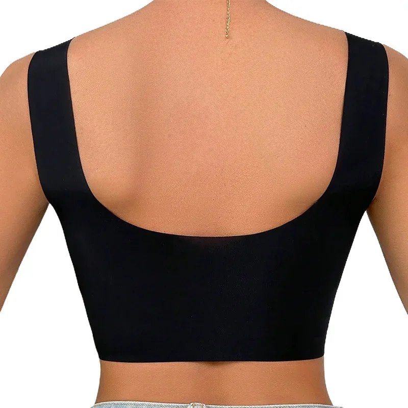 1Pc One-Piece Non-Marking Wide Straps Sexy Ice Sik Sports Bra Easy To Gather No Steel Ring with Bra Pads Underwear