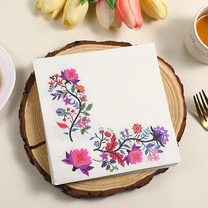 

20pcs/Pack 33x33cm Flower Decoupage Paper Napkins Crafts Tableware Disposable Tissue Wedding Birthday Decoration