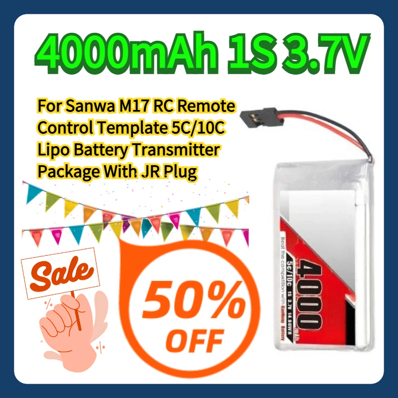 

For Sanwa M17 RC Remote Control Template 4000mAh 1S 3.7V 5C/10C Lipo Battery Transmitter Package With JR Plug