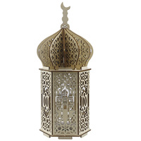 New DIY Muslim Palace Little Night LED Wood Lights Eid Mubarak Wooden Lighthouse Palace Decoration Eid Mubarak Party Decoration