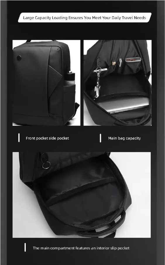 Business Water-Resistant Backpack for Men 14inch Laptop Bag Large Capacity Multi-Compartment Breathable Backpack Student Commuting Travel Bag in Black, Gray, and Blue
