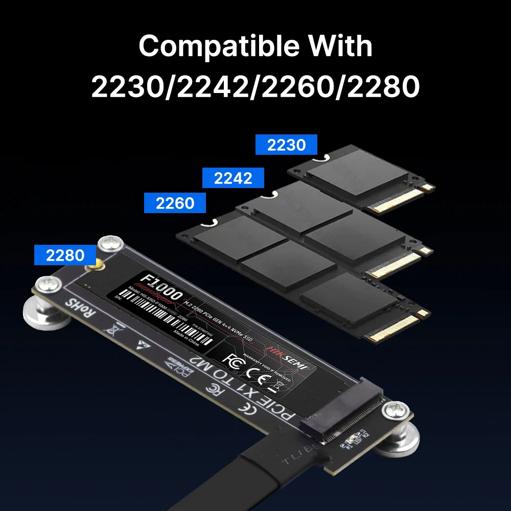 Przedłużacz PCI-E X1 do M.2 NVME Konwerter PCIE Płytka Adaptera SSD 10CM Obsługa 2230/2242/2260/2280 — zdjęcie produktu 3