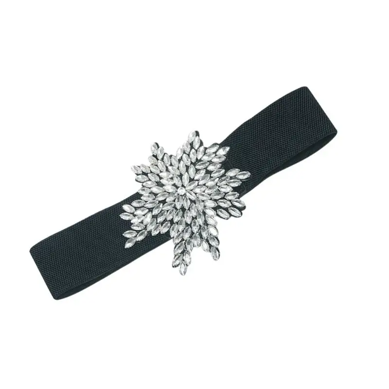 31BB Elegant And Functional Elastic Belt For Women Featuring Rhinestones Design Secure Fastener Waist Girdle Comfort