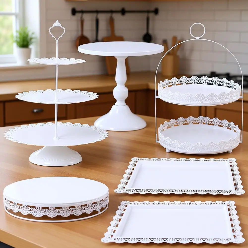 

Многоярусная белая подставка для торта, набор из 6 подставок для капкейков, декоративная сервировочная башня для свадеб и торжеств