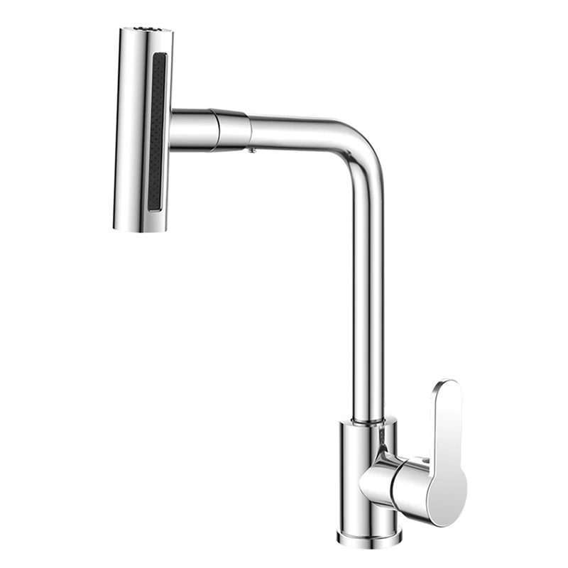 Waterfall Kitchen Faucet With 4 Modes Stream Sprayer Single Hole Deck Mounted Wash Tap