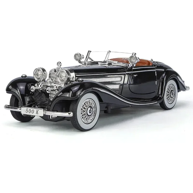 1:24 Mercedes-Benz 500K 1936 Classic Car Alloy Car Model Sound and Light Pull Back Children's Toy Collectibles Birthday gift