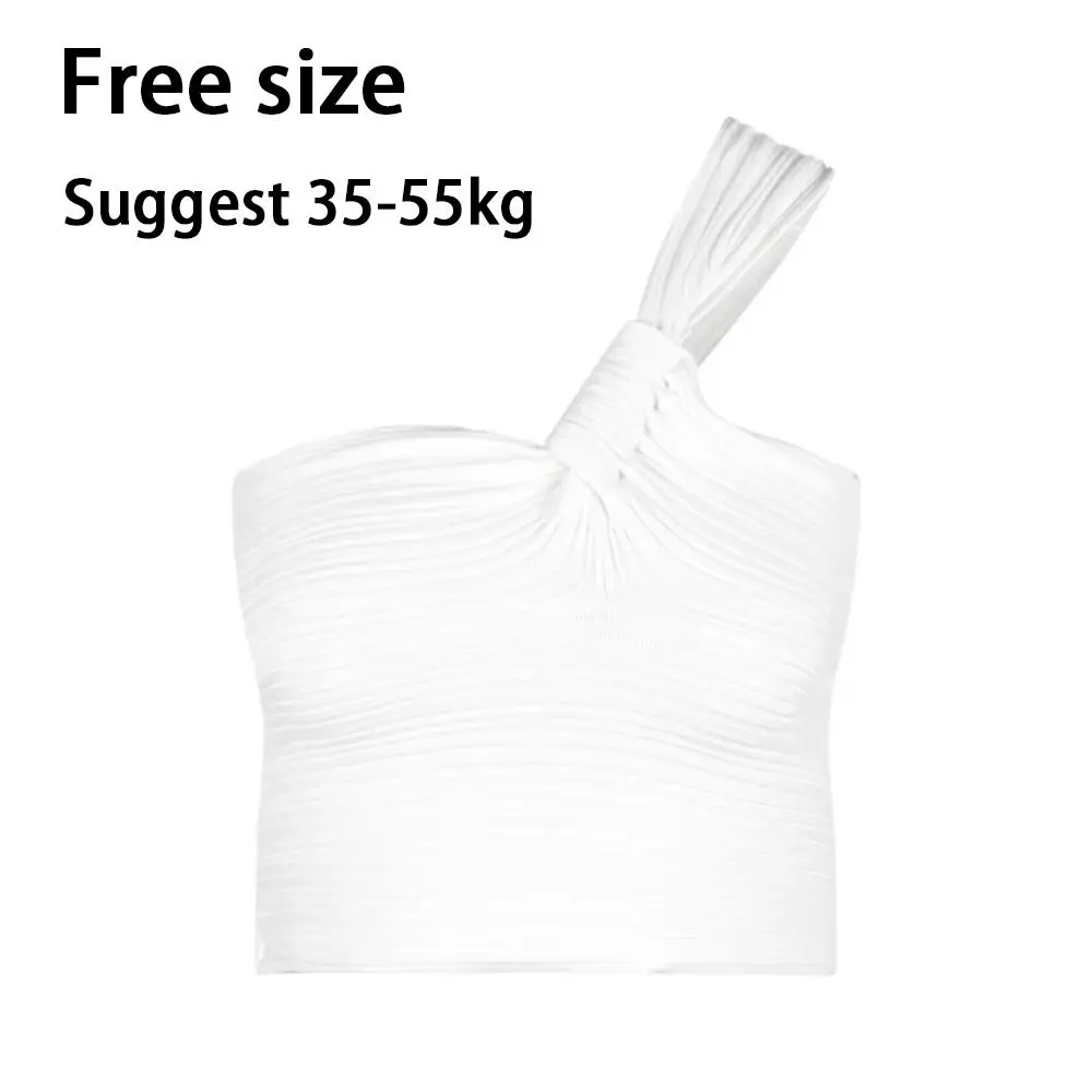 Big Twist Knotted Design ปิดไหล่ Camisole สายสั้น SLIM FIT เสื้อกล้ามไหล่เดียวดีไซน์จีบไม่สม่ําเสมอ