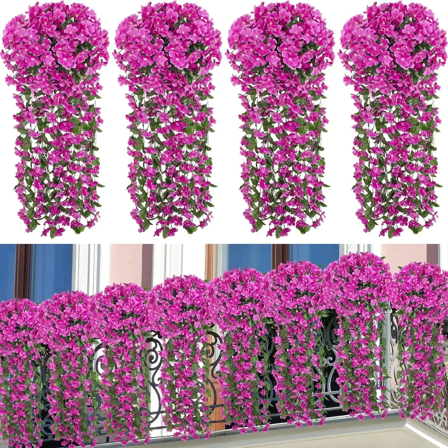 

Artificial Hanging Flowers Fake Hanging Plants Rose Daisy Violet Flower Vine for Home Garden Patio Yard Porch Wedding Decoration