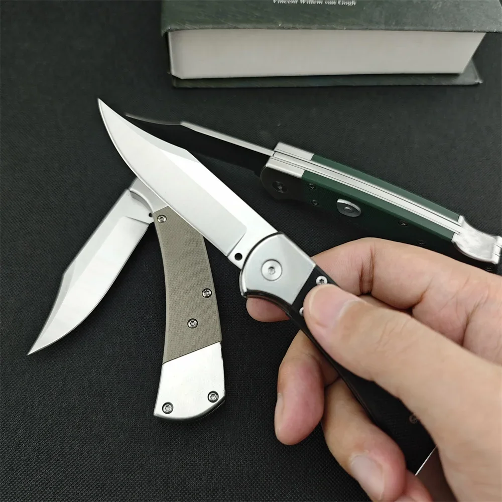 High Quality Folding Pocket Knife Camping Tactical Knife D2 Blade G10 Handle Outdoor Hunting EDC Tools Gift PU Sheath