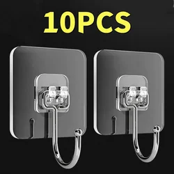 Big Size Hooks Heavy Duty 22 lbs Waterproof Adhesive Wall Hooks Nail-Free Transparent Waterproof Hooks for Kitchen Bathroom