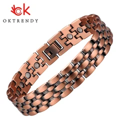 Oktrendy Pure Copper Magnetic Pain Relief Bracelet For Men Therapy Magnets Bangle Link Chain Women Health Care Jewelry Wholesale