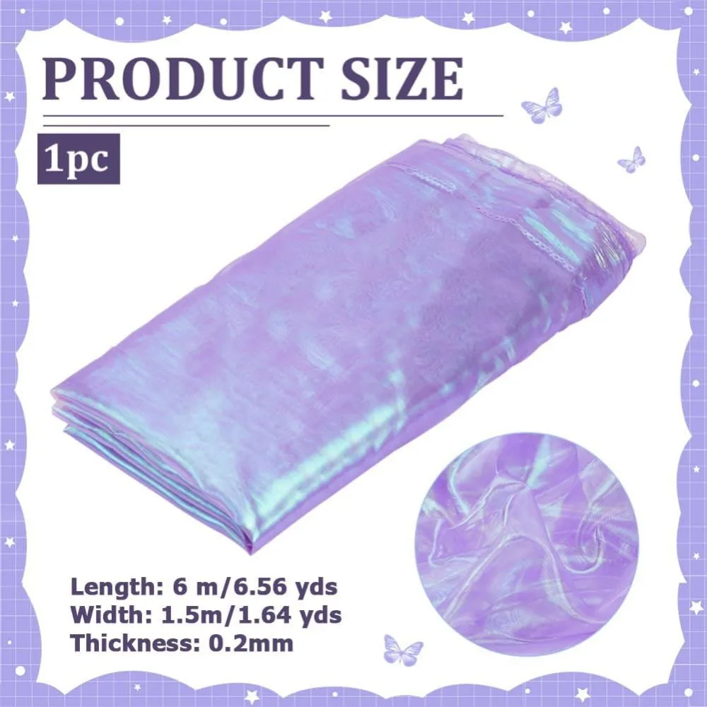6.6×1.6 Yards Organza Fabric Rainbow Gradient Lace Iridescent Holographic Gauze Fabric for Dress Curtain Photography Background view 2