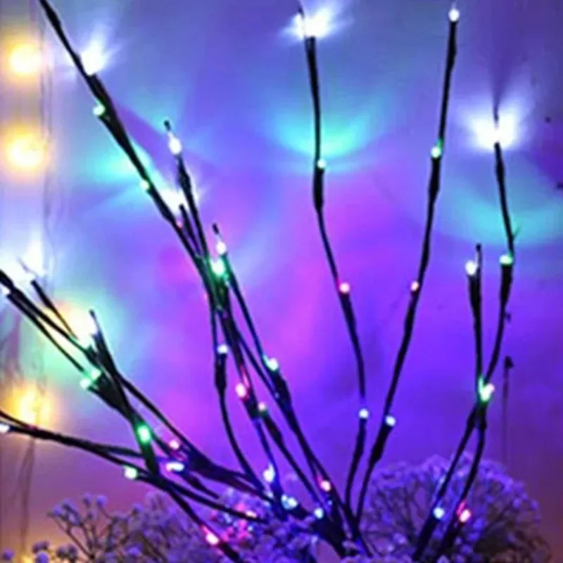 Willow Branch DIY Night 24LED Battery Powered Multicolor Black, Tabletop Lamp for Holiday Party Indoor Home Desktop Decor
