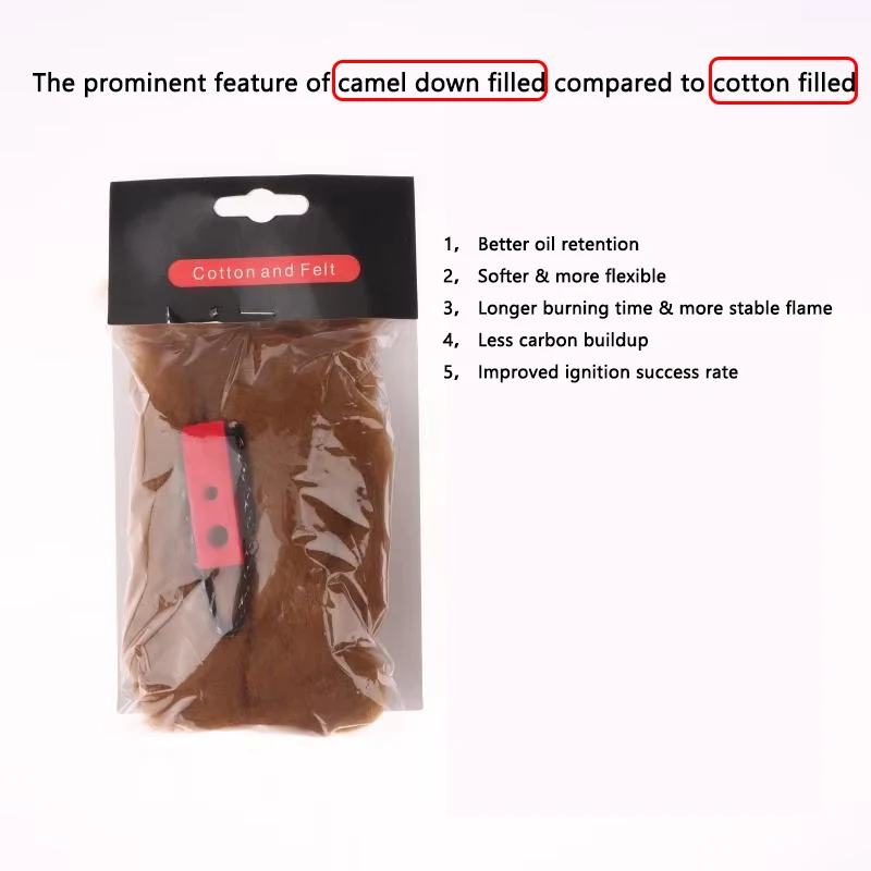 2 Packs/Lot  Oil-Storage Camel Wool Cotton Wicks Felt For Petrol Fuel Oil Delivery Continuous Strong Fire Stable