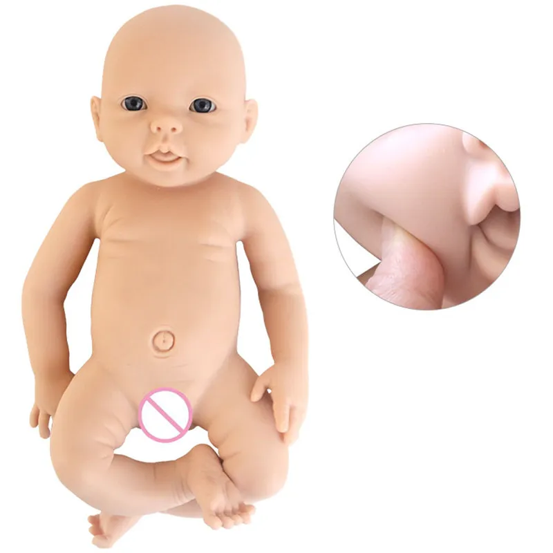 

New 18inch Girl reborn doll kits blank unpainted Full Solid silicone Blank Kits DIY Parts Very soft Silicone Baby Doll Accessory