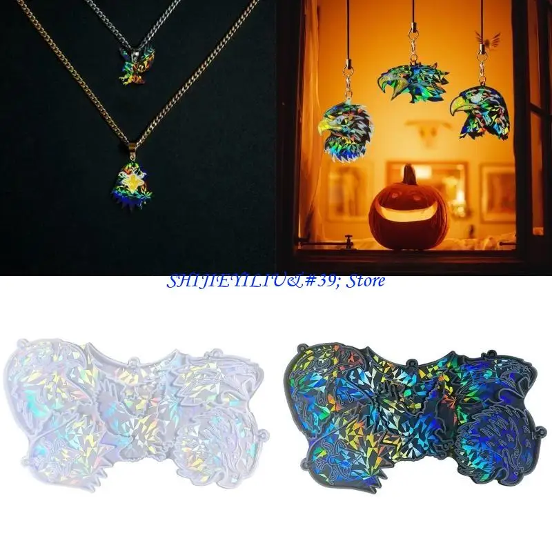 

E21F уникальная форма для орла, голографическая радужная световая силиконовая форма с отверстием, форма для брелка в виде в виде