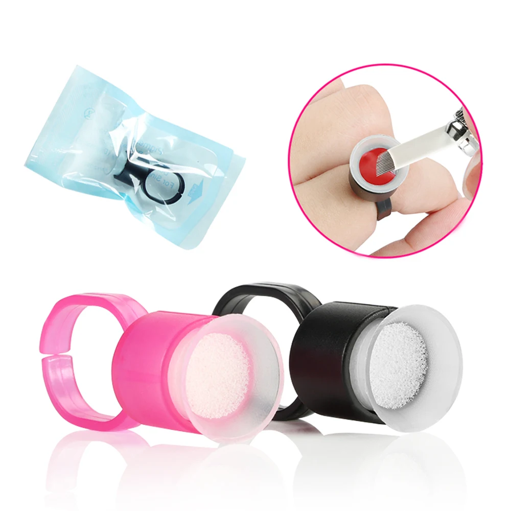 

50pcs Disposable Tattoo Ring Cups With Sponge Microblading Pigment Holder For Permanent Makeup Tattoo Ink Cups Tattoo Supplies