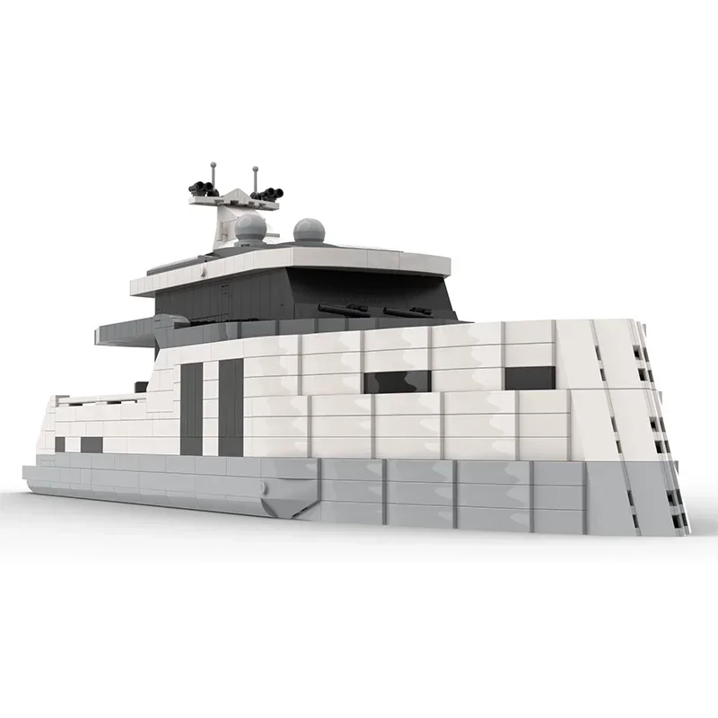 MOC-décennie s de Construction Modulaires pour Enfant, Modèle de Bateau de Luxe, Yacht à l'Échelle Minifigure, Technologie, Jouets à Assembler Soi-Même, Idée Cadeau