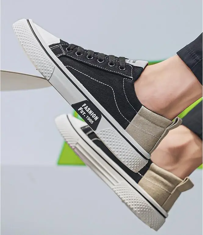 Men's Lightweight Breathable Canvas Shoes Comfortable plus Size 45 46 Wear-Resistant Fashionable Casual Sneakers