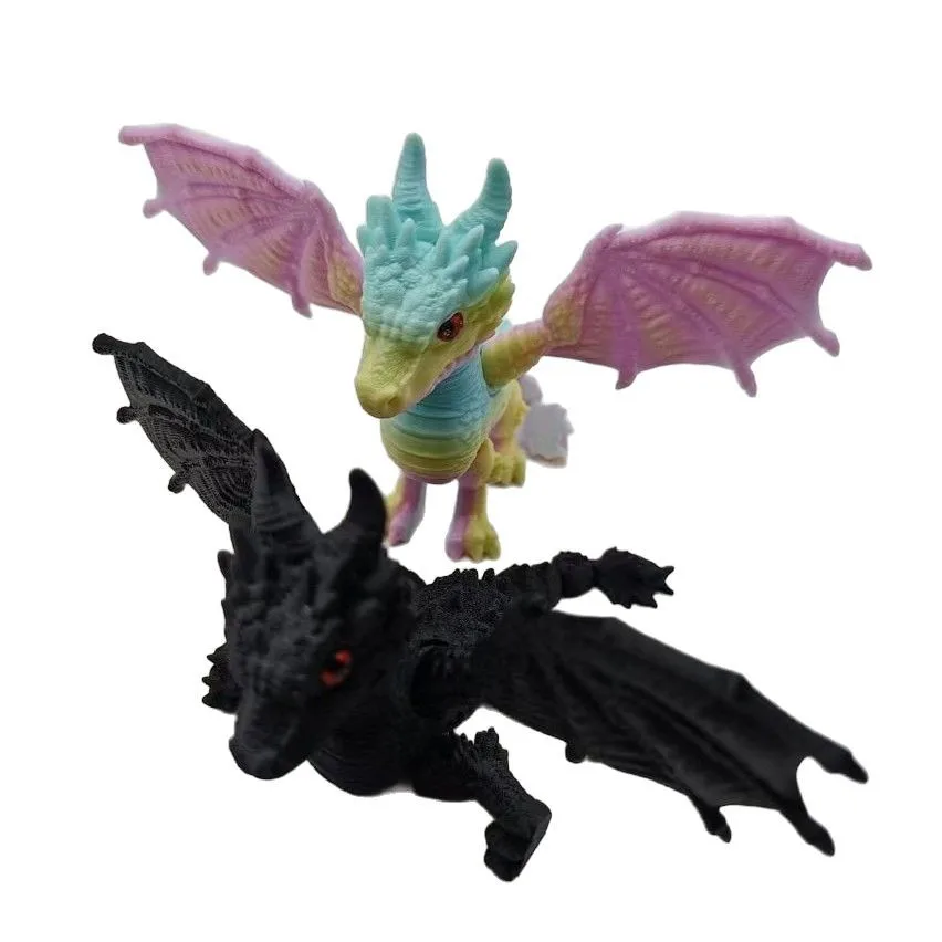 

3D Printed Flying Dragon Joint Movable Toys Simulation Animal Model Creative Children's Toys Model Ornaments Desktop Decorations