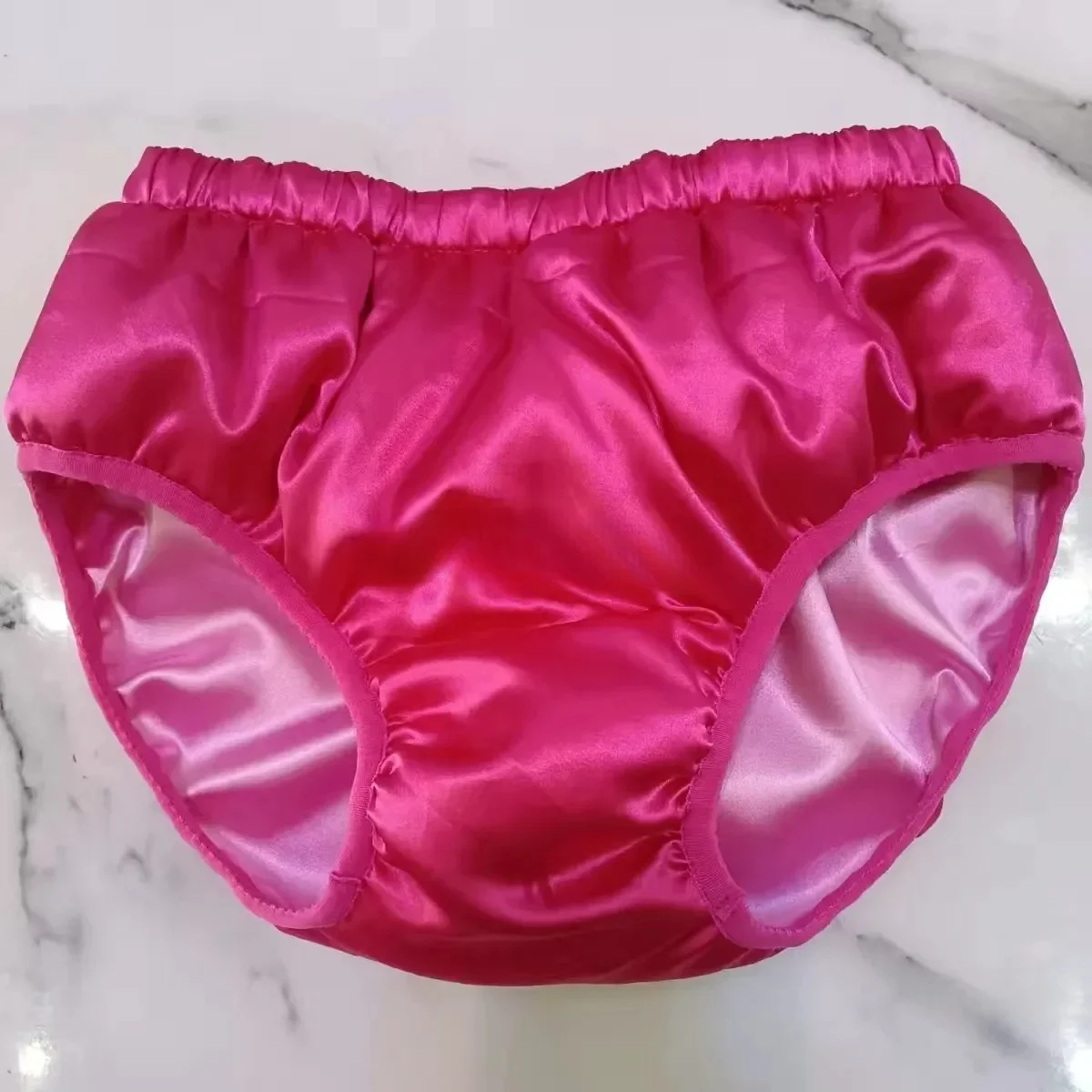 Men\'s Glossy Pink Soft Silky Briefs Fetish Live Show DJ Club Sexy Costumes Private Party Handmade  Boxer Underwear Stage panty