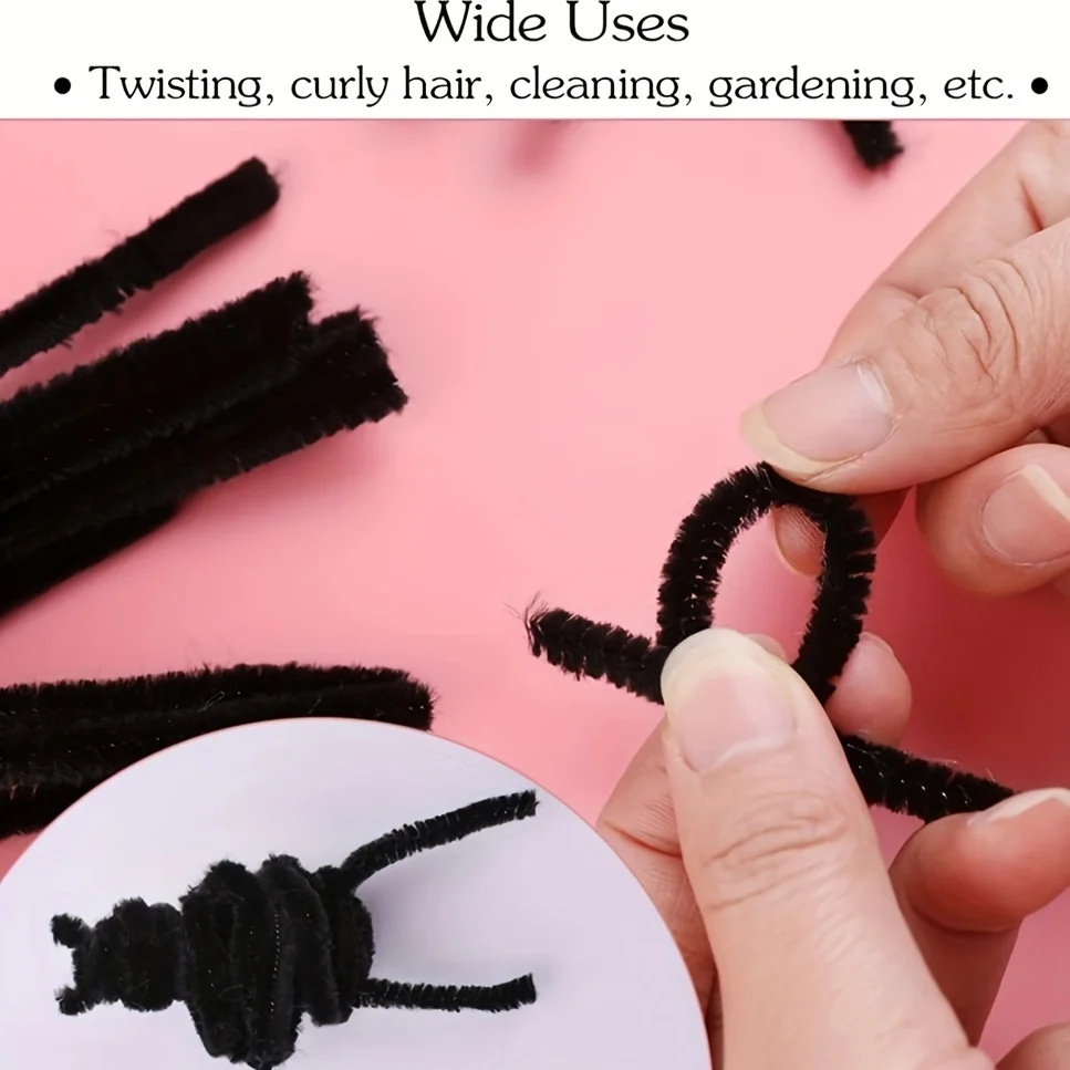 100 Pcs Black Pipe Cleaners,Pipe Cleaners for Crafts,Pipe Cleaner Crafts,Chenille Stems for Craft Kids DIY Arts&Crafts Supplies