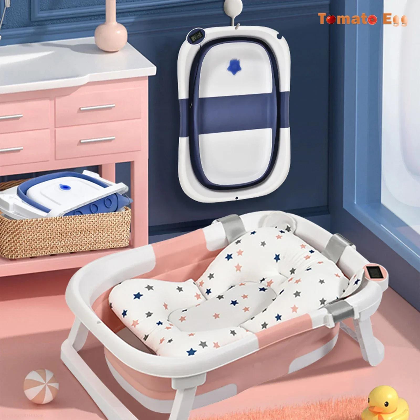 Collapsible Baby Bathtub Real-time Temperature Bathtub Portable Travel Baby Bath Suitable for Babies 0-36 Months