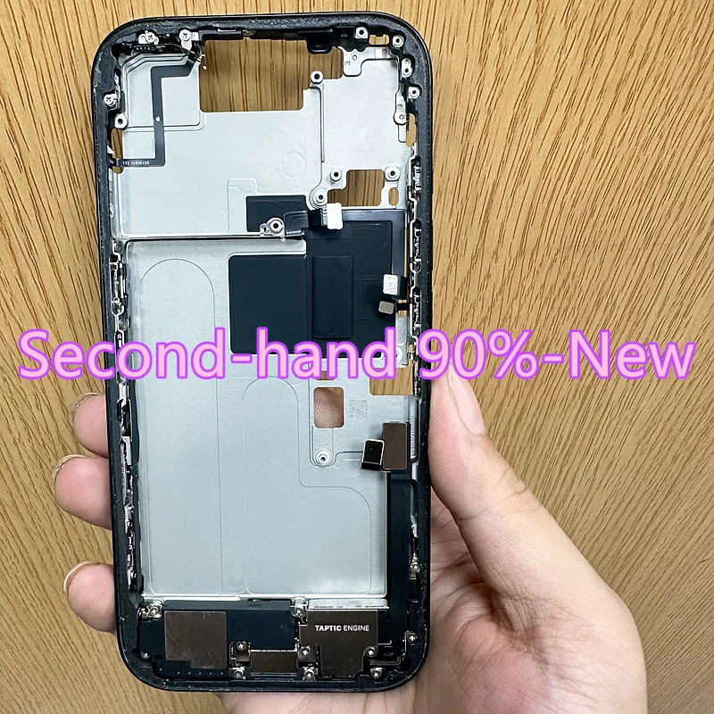 Second Hand 90%-New Frame Housing for iPhone 15 Pro Housing With Flex Cable Glass Good Working Repair Parts,Black SIM Version