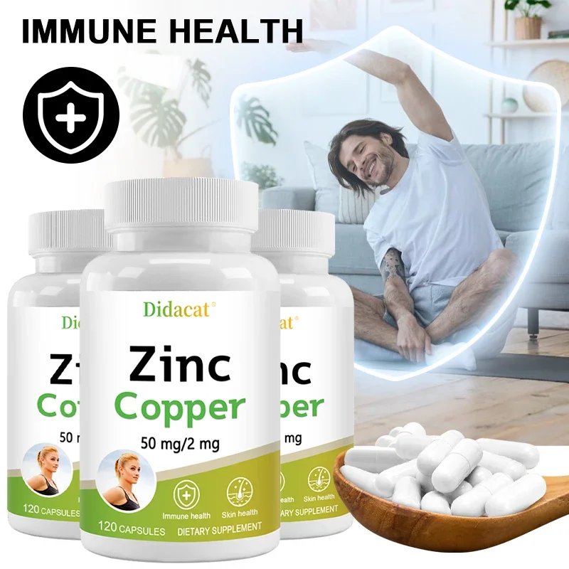 Zinc + Copper Capsules - Support Healthy Skin and Immune System, Increase Vitality, Skin Care