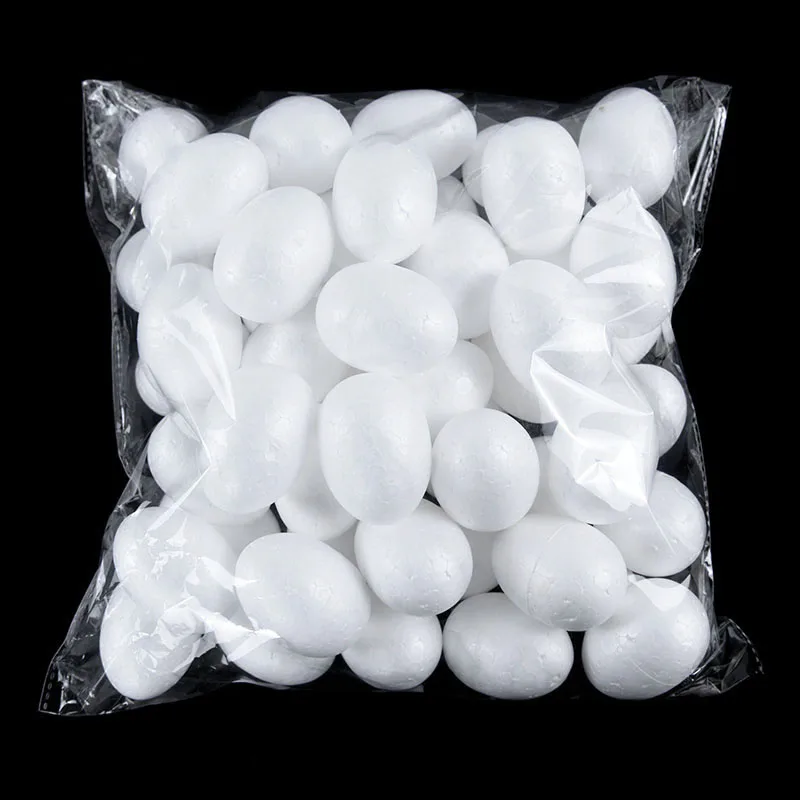20 piezas huevos de espuma blanca de 3,5-9cm para decoración del hogar, fiesta de Pascua, huevos artesanales, decoración navideña, pintura hecha a mano, favores para niños