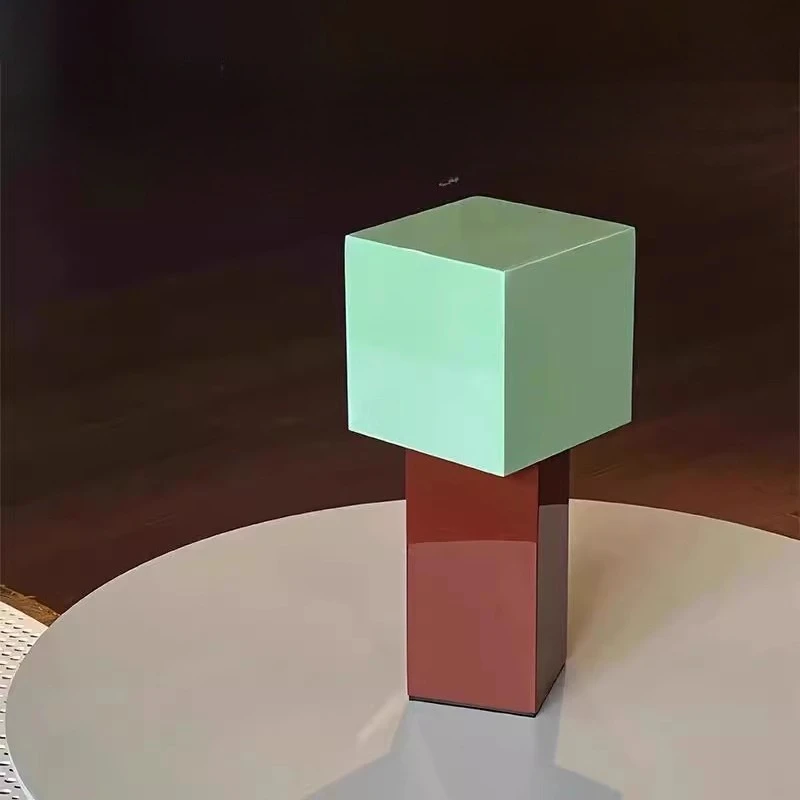 

Nordic Colorful Acrylic Geometry LED Table Lamp Carbon Steel Lampshade Creative Living Room Bedroom Restaurant Office Desk Light