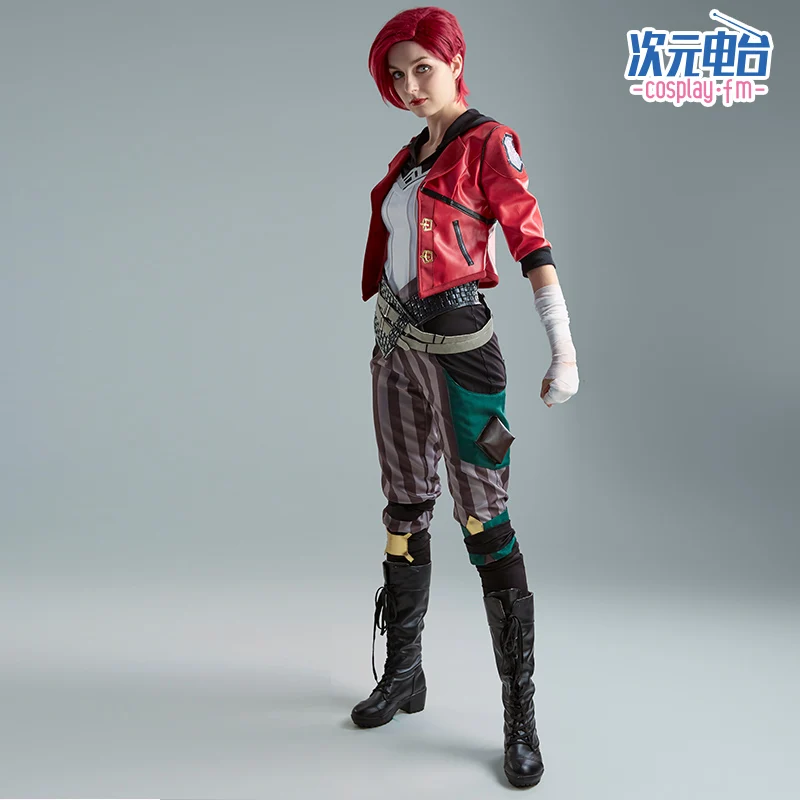 L*o*L Arcane Vi Cosplay Costume Wig Uniform Shoes Outfits Halloween Carnival Suit for Women and Man High Quality