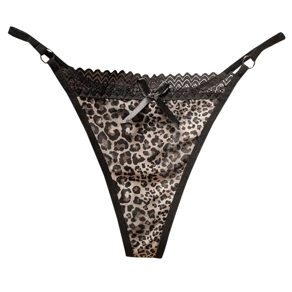 Sexy Leopard Printed Panties G-string Briefs for Women Lace Lingerie T-back Low Waist Underpants Lady Underwear Thongs Intimates