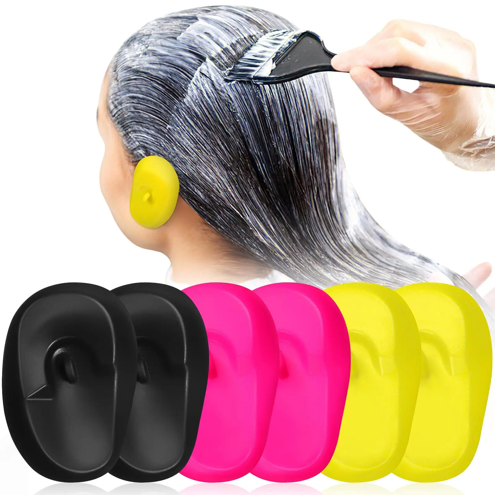 6 szt. Ochraniacze na uszy do farbowania włosów, wodoodporne plastikowe osłony na uszy, akcesoria do koloryzacji włosów, artykuły fryzjerskie do salonu.